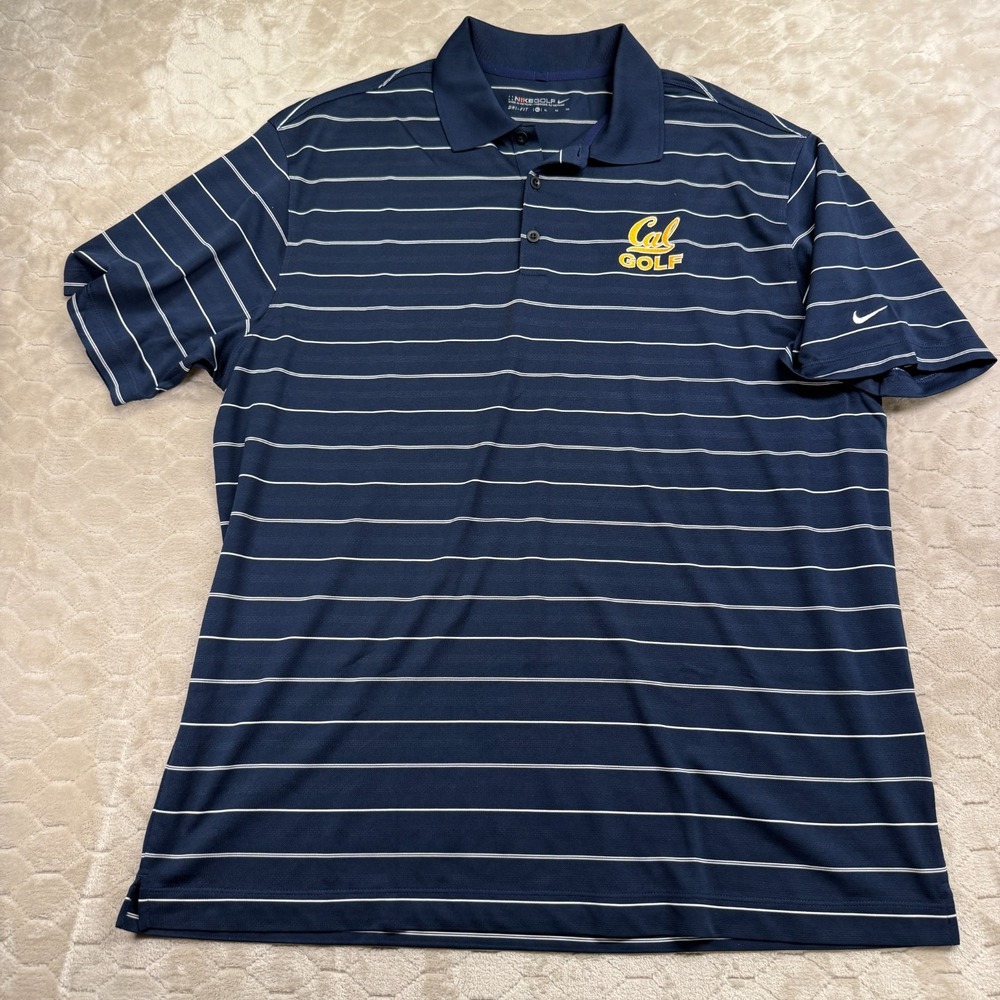 Nike Golf Striped Dri Fit Polo Sz XL University of California‎ Golden Bears